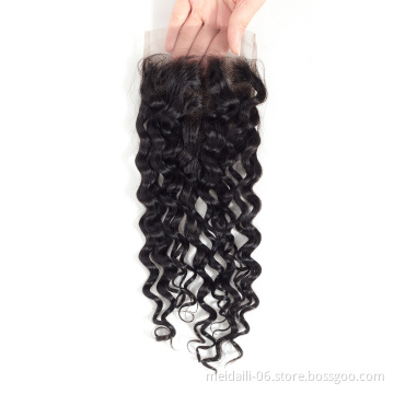 150% density brazilian water wave 4x4 human hair closure with baby hair